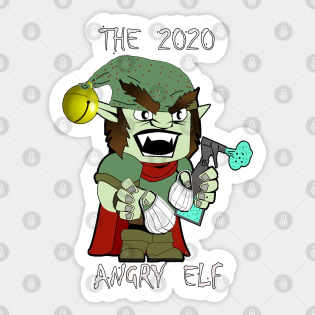 Christmas 2020 The Angry Elf Funny Graphic Elf with Masks & Disinfectant Social Distance Christmas Sticker by tamdevo1